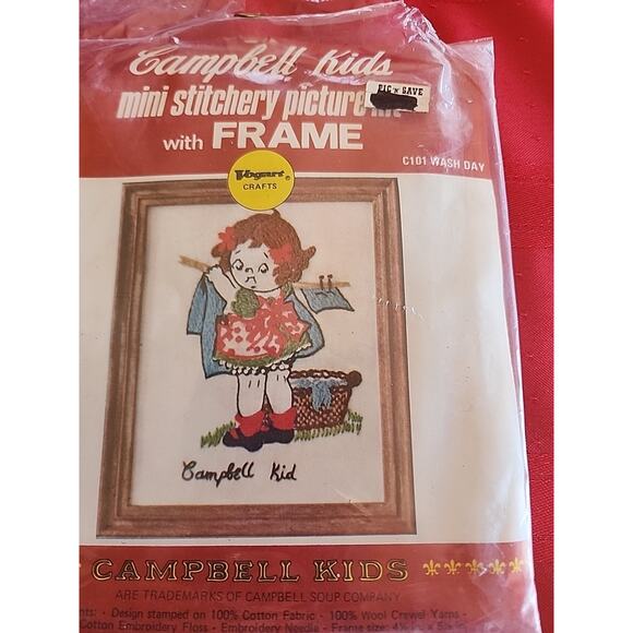 Campbell's Soup Kids C101 Wash Day Mini Stitchery Embroidery Picture Kit - Picture 1 of 5